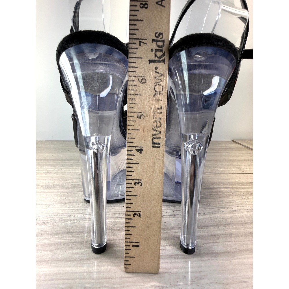 Pleaser Sandals Sky-309 Black Patent 7" Stiletto Heel Platform Goth Clubwear 10 - Picture 9 of 13